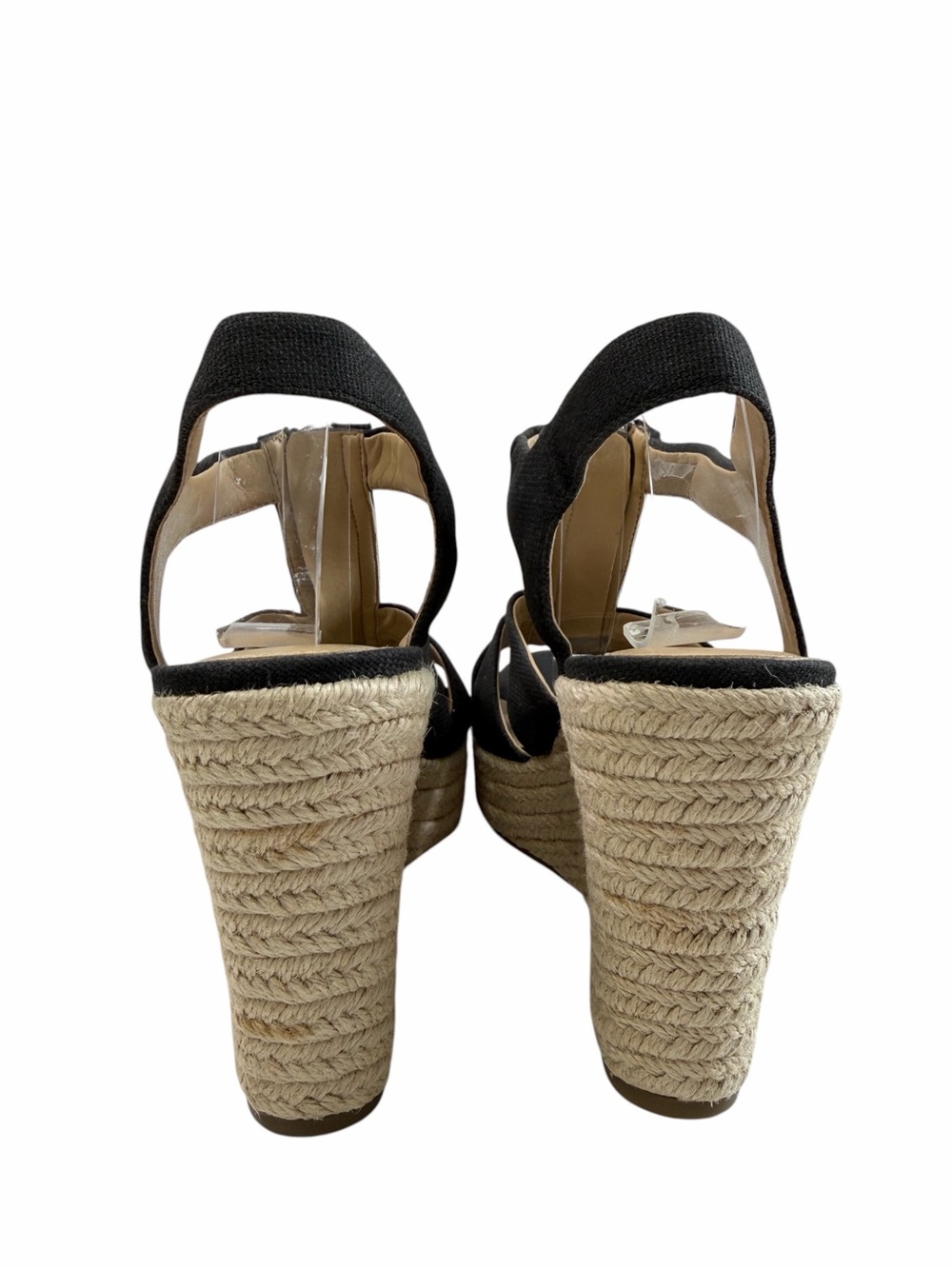 Michael Kors Berkley T Strap Espadrille Wedge Sandals Black Canvas Size 7M - Picture 6 of 16